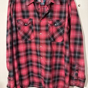 DIXXON Men's Pink and Black Plaid Button Down Shirt Limited Edition